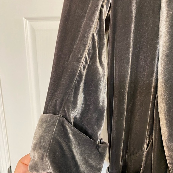 Wilfred Velvet Open Front Jacket 0 grey Viscose Silk 3/4 rolled sleeves career - Picture 5 of 16